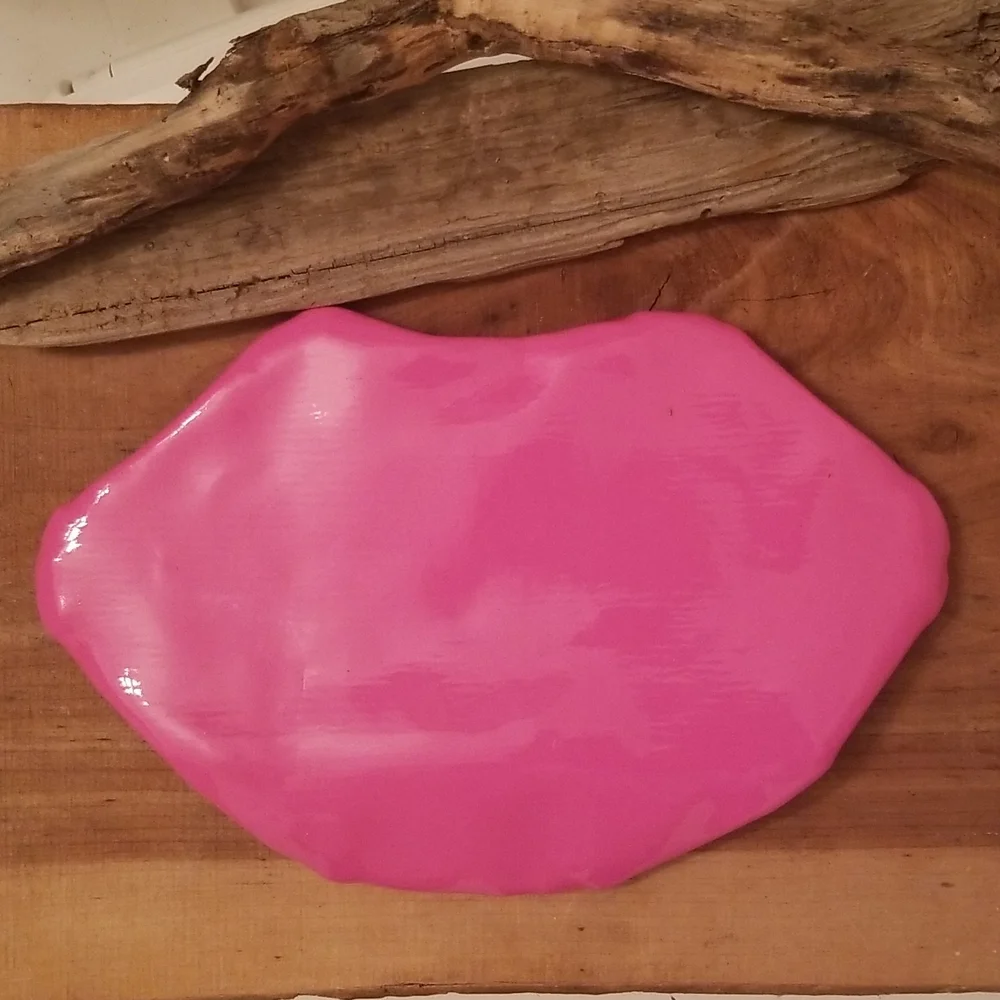 Macy's Red & Pink Zippered Lips Cosmetics Bag